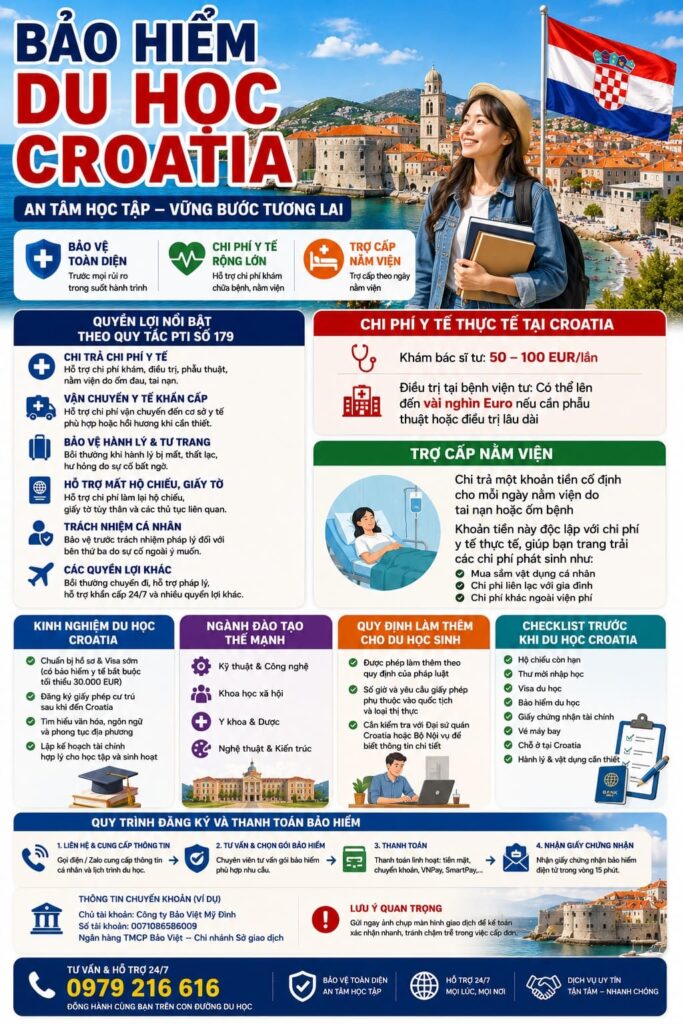 Bảo Hiểm Du Học Croatia - Thủ tục bắt buộc khi xin Visa đi du học Châu Âu. Liên hệ ngay 0979.216.616 để được tư vấn các gói bảo hiểm phù hợp